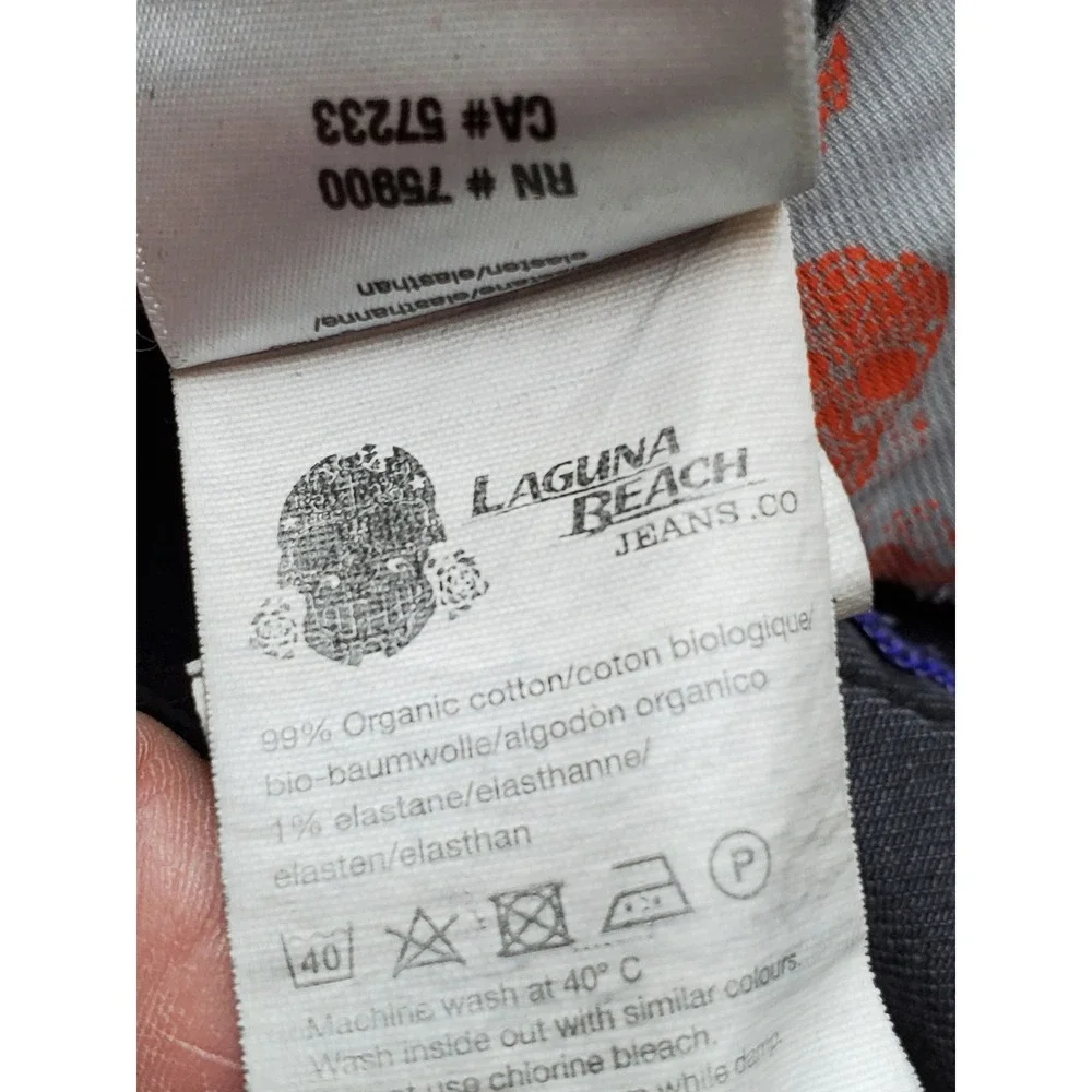 Laguna Beach Jeans Co Men Jeans 32X32 Gray Denim Y2K Embroidered Skull 30
